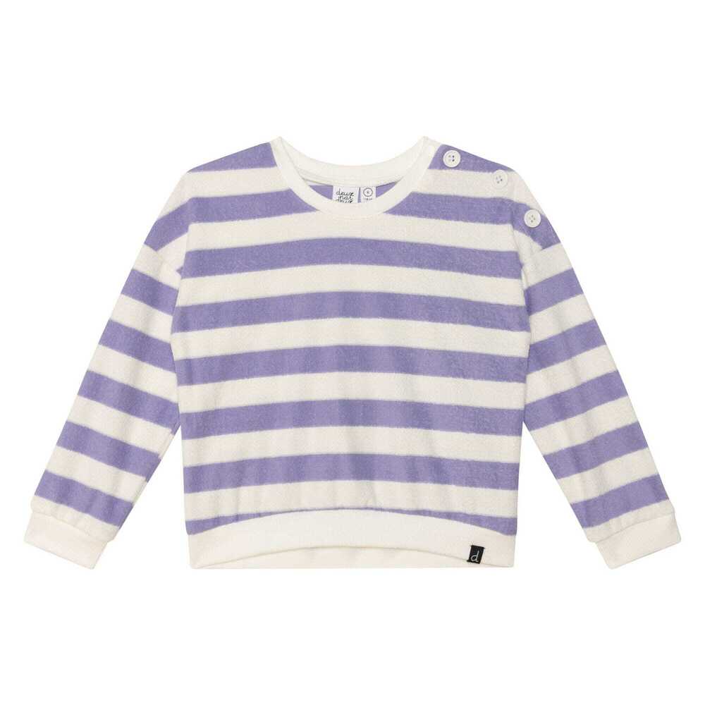 Terry Cloth Long Sleeve Striped Top Violet & White - 10